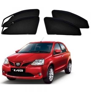 Premium Magnetic Curtain with Zipper for Etios Liva - Black